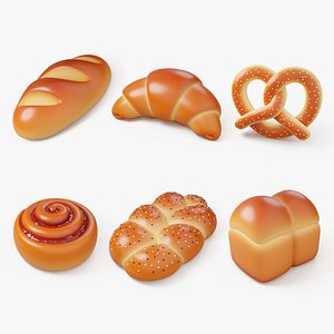 Bakery Bread and Bun 3D Icon Set