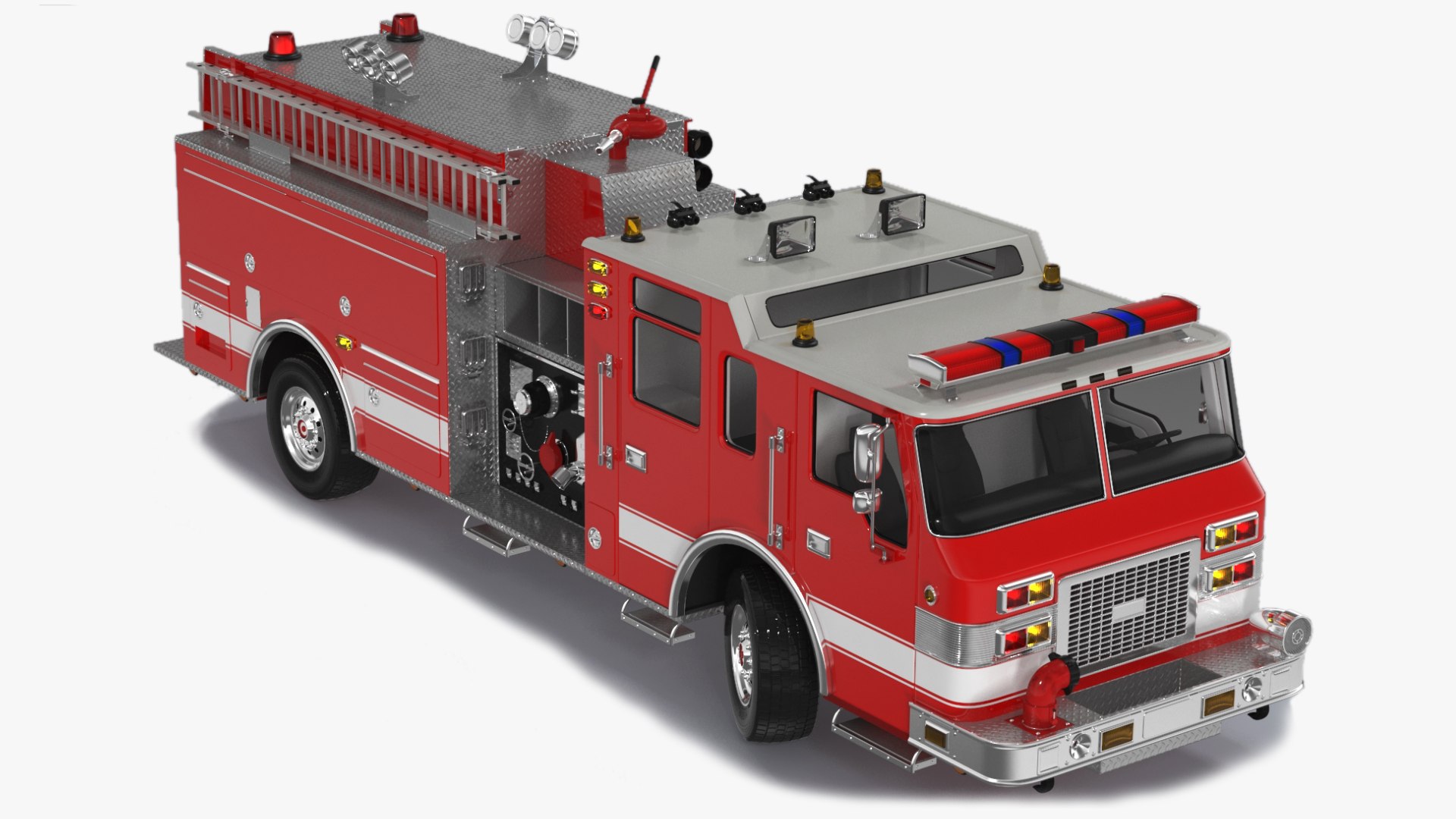 Fire Engine Rigged for Maya 3D model preview