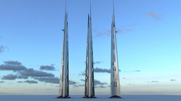 Jeddah 3d CIty com a torre de Jeddah e o aeroporto Modelo 3D $199