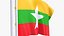 Myanmar Flag Stand Pole Animated Loop