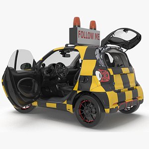 Smart Car Follow Me Airport Vehicle Rigged for Cinema 4D 3D