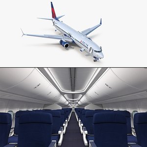 Delta Air Lines Boeing 737-900 with Cabin and Doors Rigged for Cinema 4D