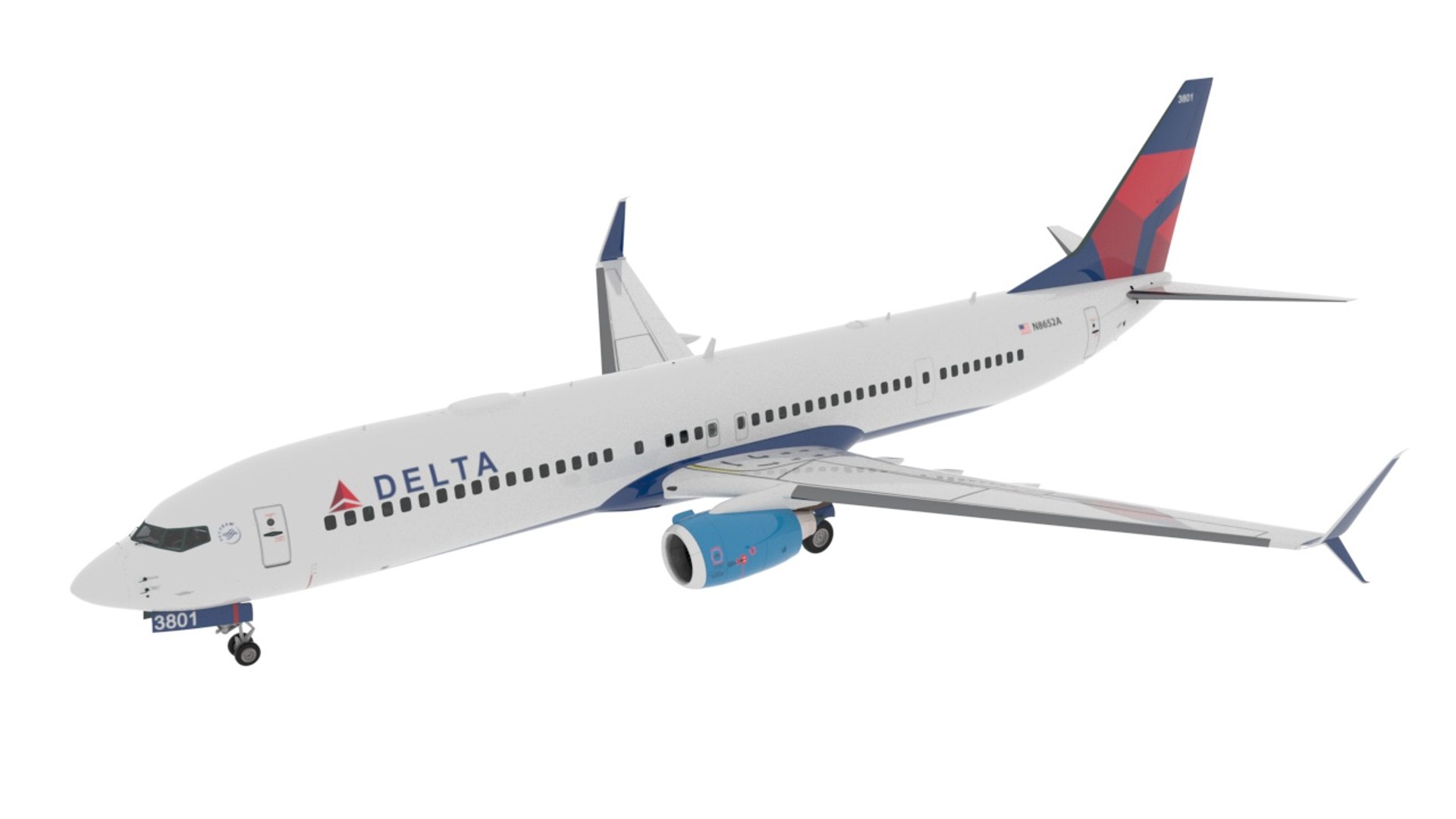Delta Air Lines Boeing 737-900 with Cabin and Doors Rigged for Cinema 4D 3D model preview