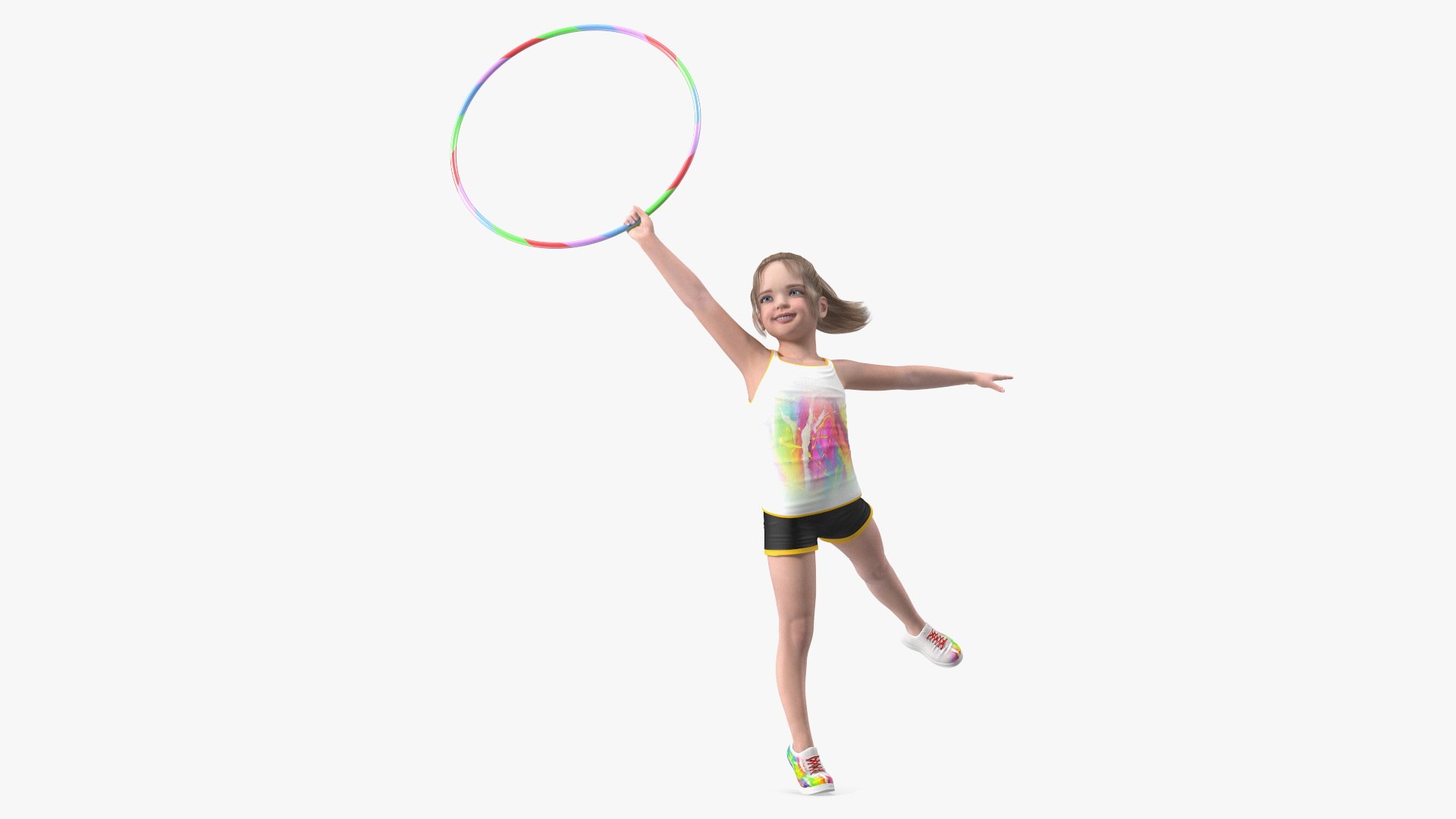 Little Girl Tracksuit Jumps Hoop 3D model preview