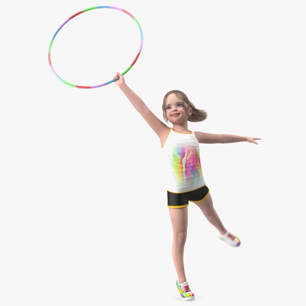 Little Girl Tracksuit Jumps Hoop 3D model