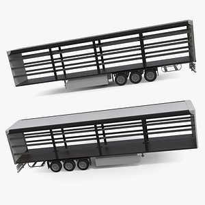 3D Open Frame Curtain Trailer White model