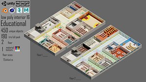 School Low-Poly 3D Model Package