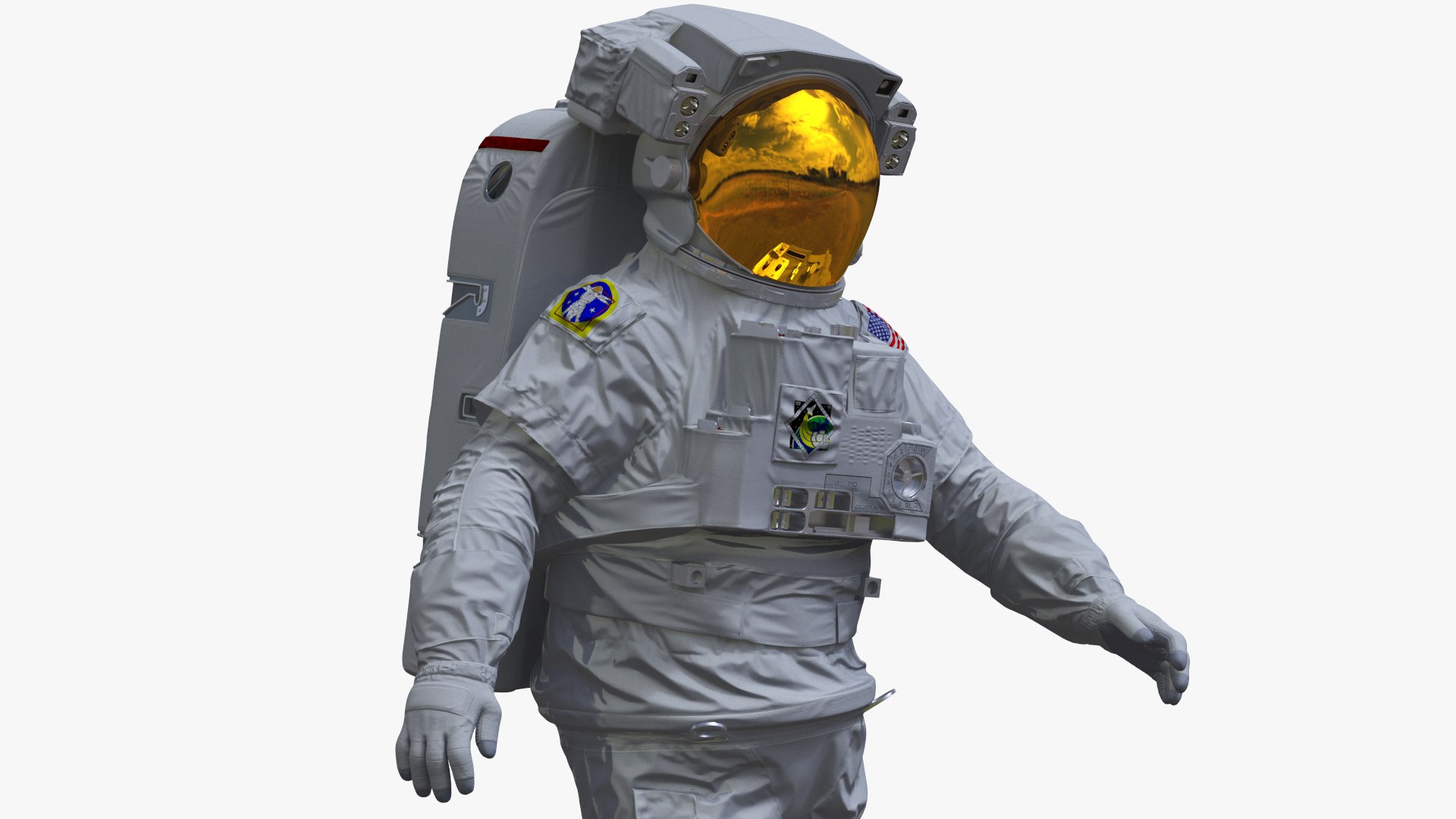 Spacesuit Extravehicular Mobility Unit EMU Rigged 3D model preview