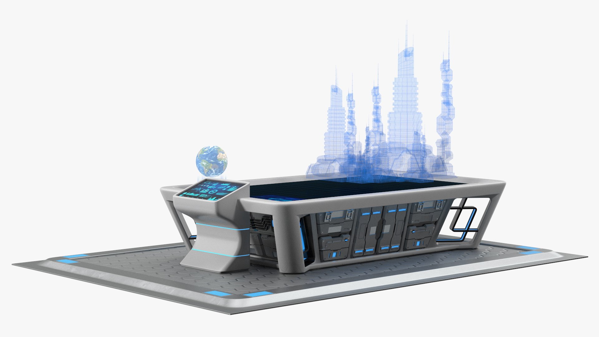 Sci-fi Holographic Table White 3D model preview