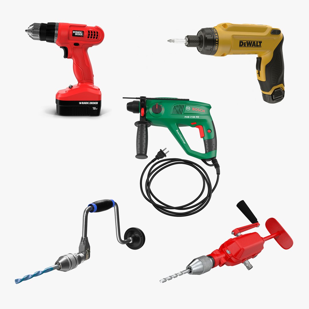 Hand Drills Collection 3 3D model preview