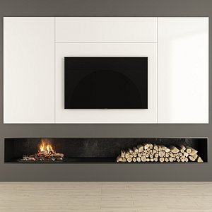 firewood fireplace tv 3D model