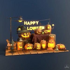 Happy Halloween Pumpkins Scene - PBR - RC