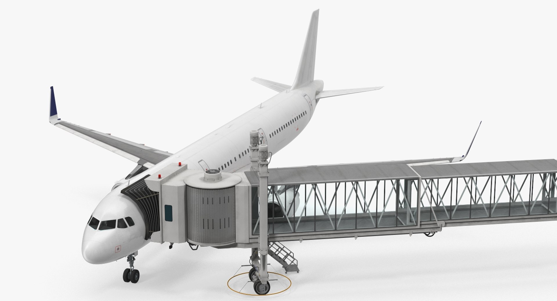 Airport Jetway Passenger Bridge with Aircraft 3D model preview