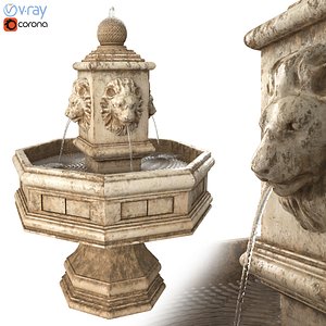 3D Classic Lion Fountain model