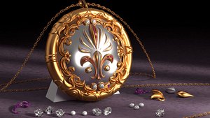 Designer Pendant with chain 3D