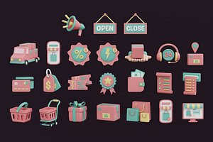 E-Commerce 3D Icon Pack model