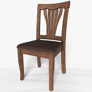 3D wooden chair pbr low-poly
