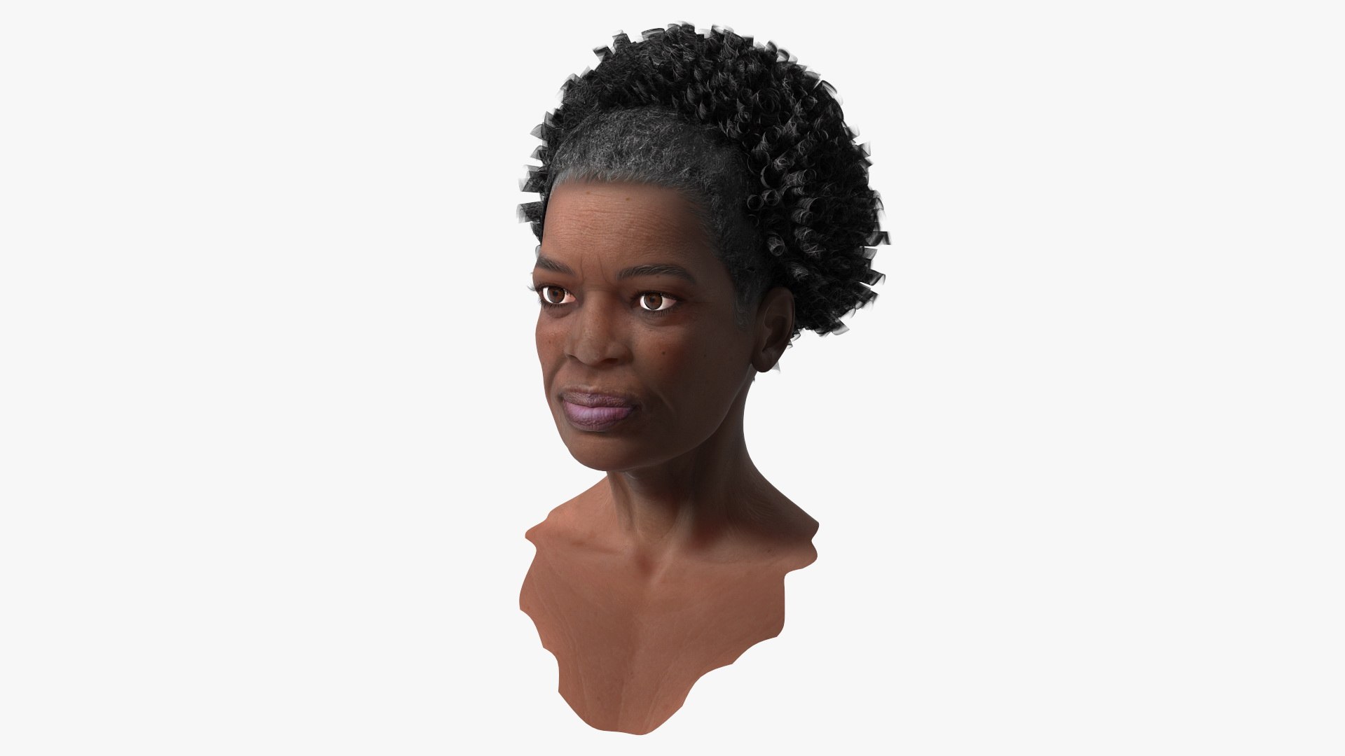 Afro American Grandma Head 3D model preview