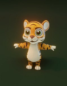 3D model Cartoon Tiger Animated 3D Model