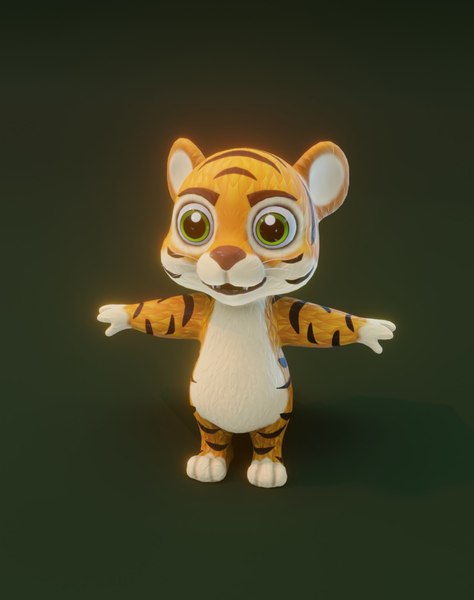 Animado Tigre 3D model - Baixar Animais no