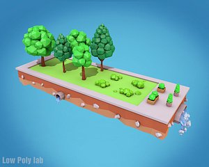 trees bushes flower model