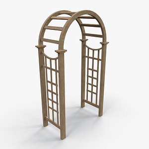 PBR Wooden Arbour Garden Arch A 3D model