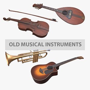 Old Musical Instruments Low-poly PBR 3D model