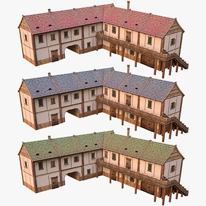 3D Medieval Town House with Staircase