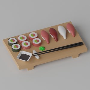 3D Cartoon Sushi Japanese Food Set