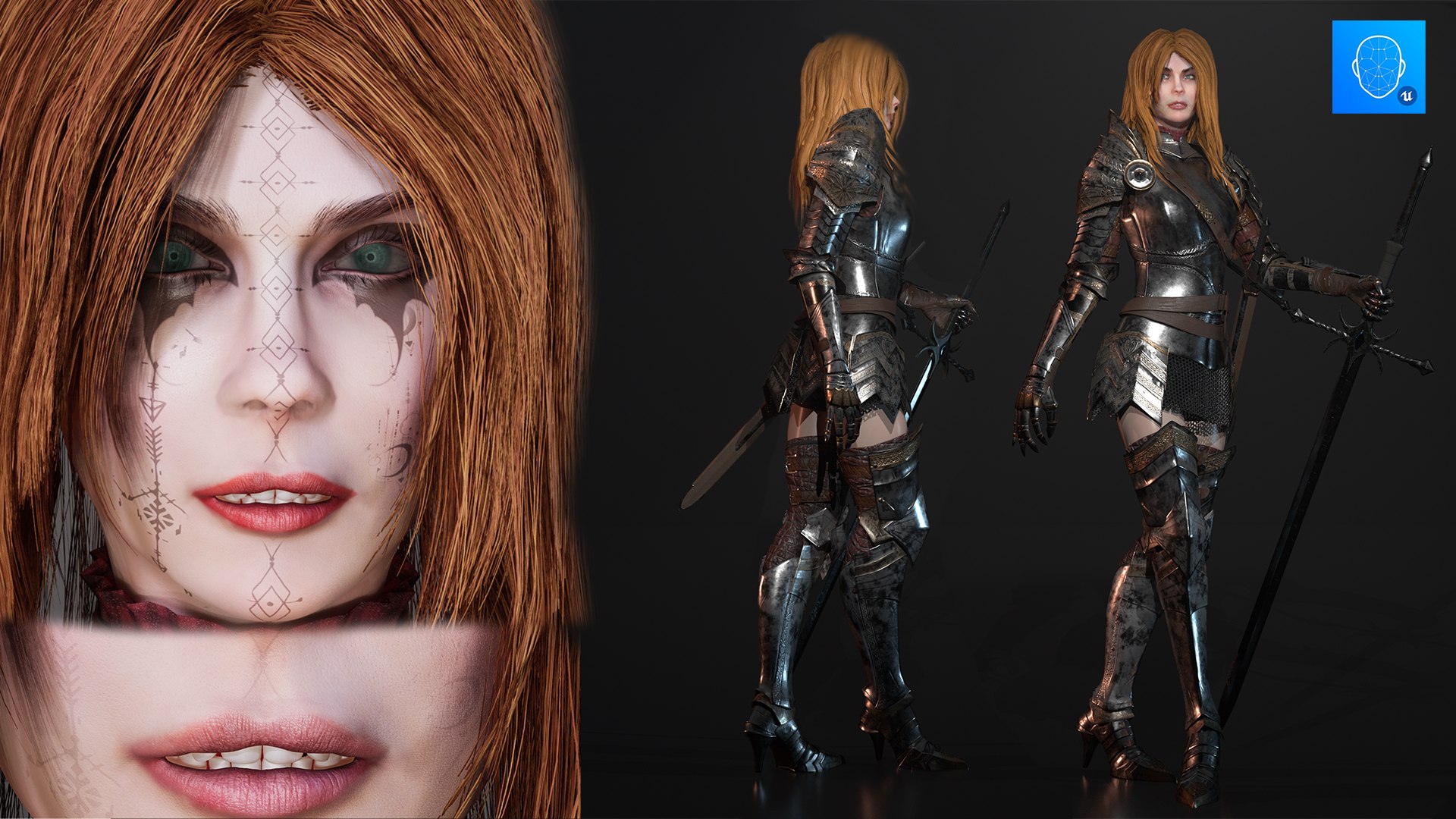 3D Female Knight Full Plate Gaming Unreal Engine Project model