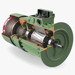 Electric Motor Cutaway Green