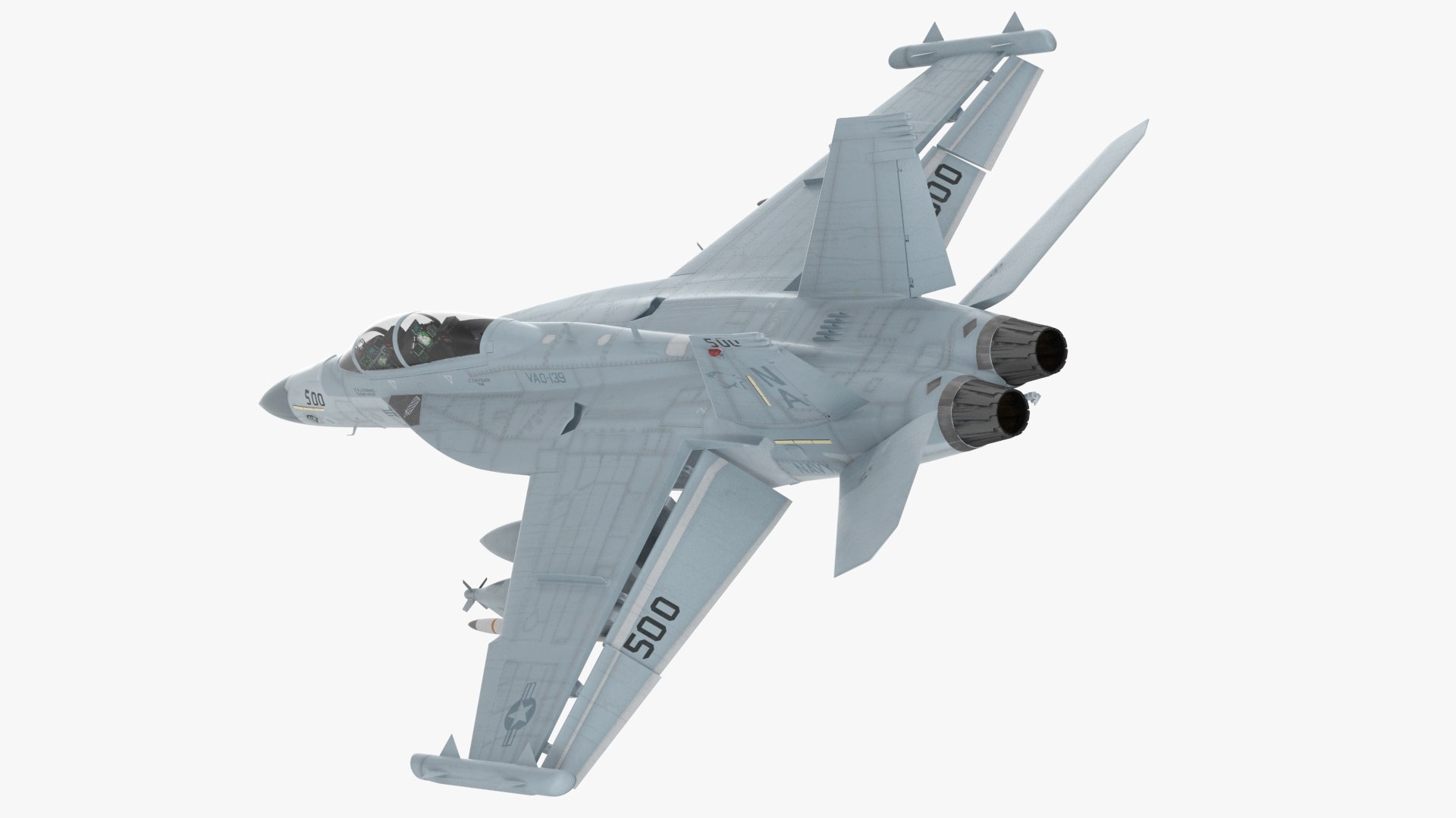 Electronic Warfare Aircraft Boeing EA 18G Rigged for Cinema 4D 3D model preview
