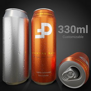 Sleek 330ml Beverage Can Open and Closed Tabs with Droplets