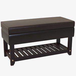 Leather Bench With Storage + Shoe Rack