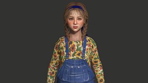 AAA 3D REALISTIC CHARACTER - LITTLE GIRL EUROPEAN BLONDE KIDS 3D model