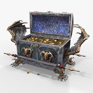 Chest vampire with coins 3d model 3D model