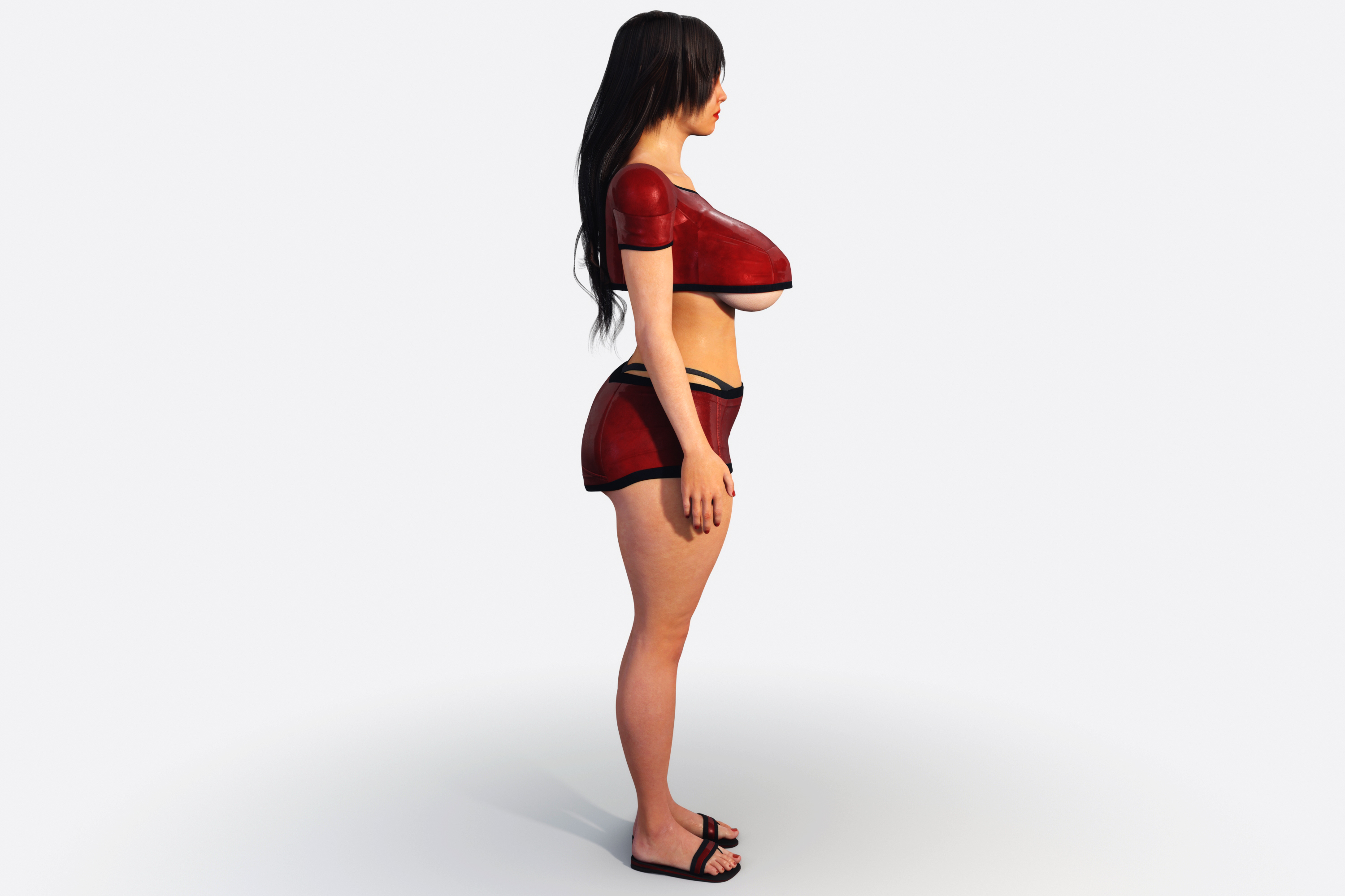 3d Model Curvy Woman In Red Clothes Rigged Turbosquid 1792195