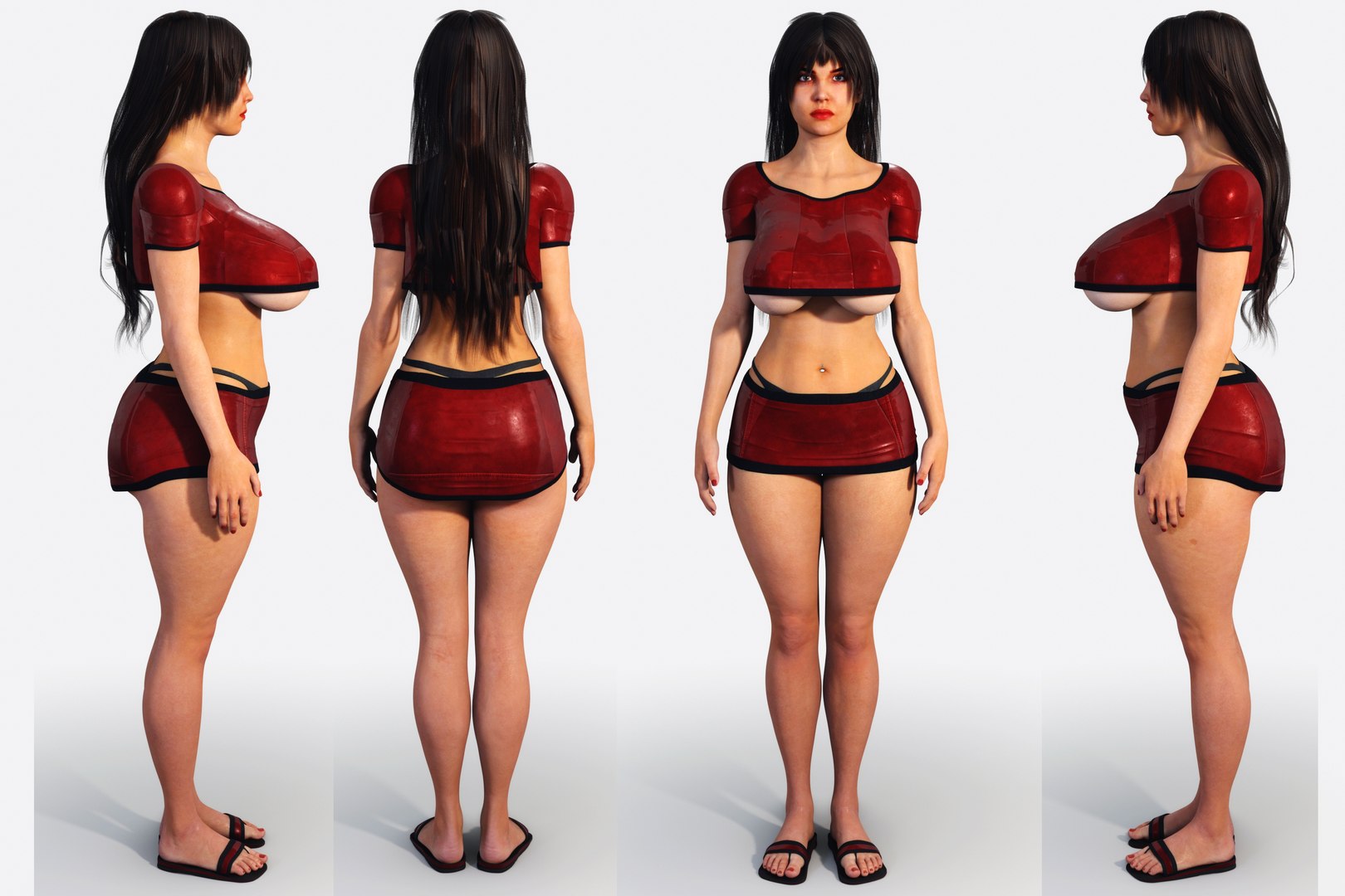 3D model Curvy Woman in Red Clothes Rigged - TurboSquid 1792195