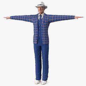 Elderly Man Leisure Suit Rigged for Maya
