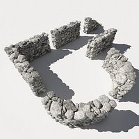 Stone - Rock Wall 11 RM19 - Chalk White 3D Rock Wall