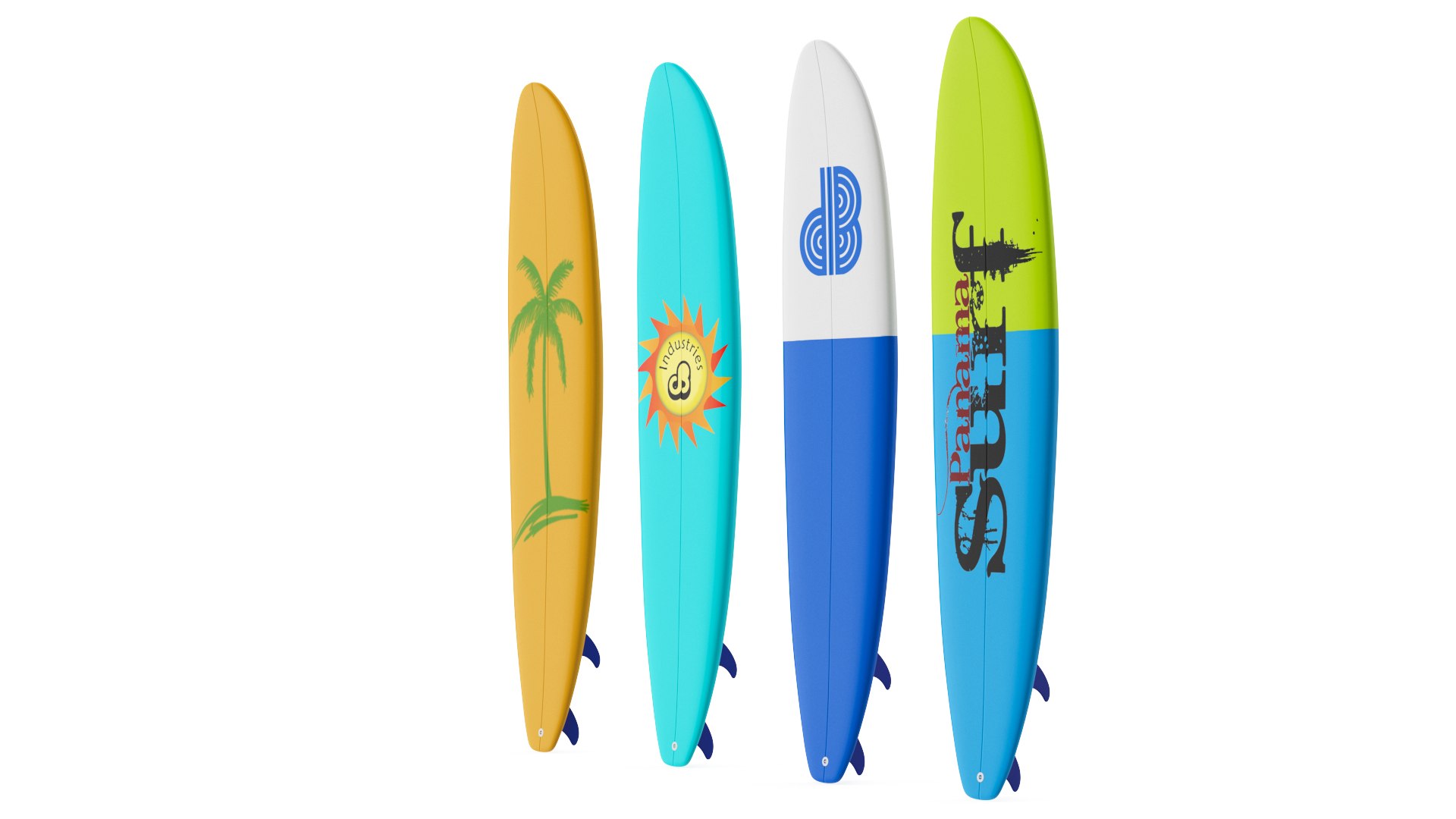 Classic Longboard Surfboards Set 3D TurboSquid 2155430
