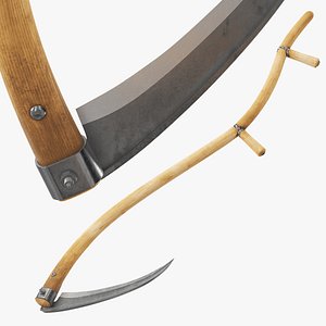 Farming Scythe with Polished Blade 3D model