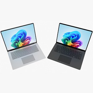 3D model Microsoft Surface Laptop 2024 15 Rigged Black and Platinum