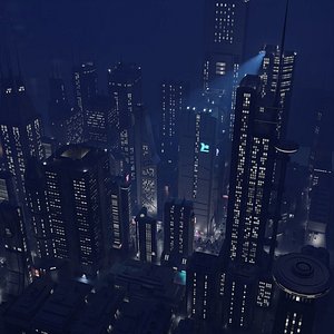 Sci-fi Cyberpunk Dark City Scene - Blender