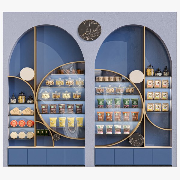 modelo 3d Showcase with coffee desserts - TurboSquid 2040471