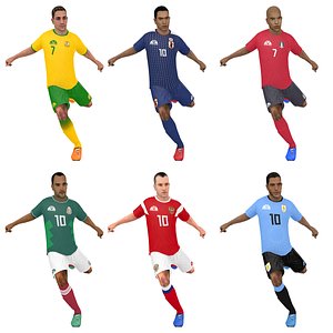 3D model pack rigged soccer player