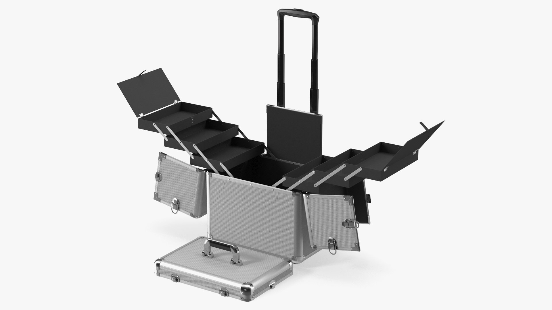Unfolded Yaheetech Makeup Case Silver 3D model preview