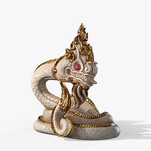 White Coiled Naga Sculpture