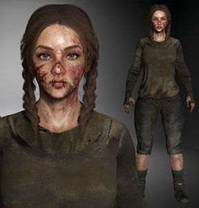 AAA REALISTIC WOUNDED FEMALE SURVIVOR - Post Apocalyptic 3D Character
