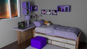 Purple Kids Bedroom 3D model